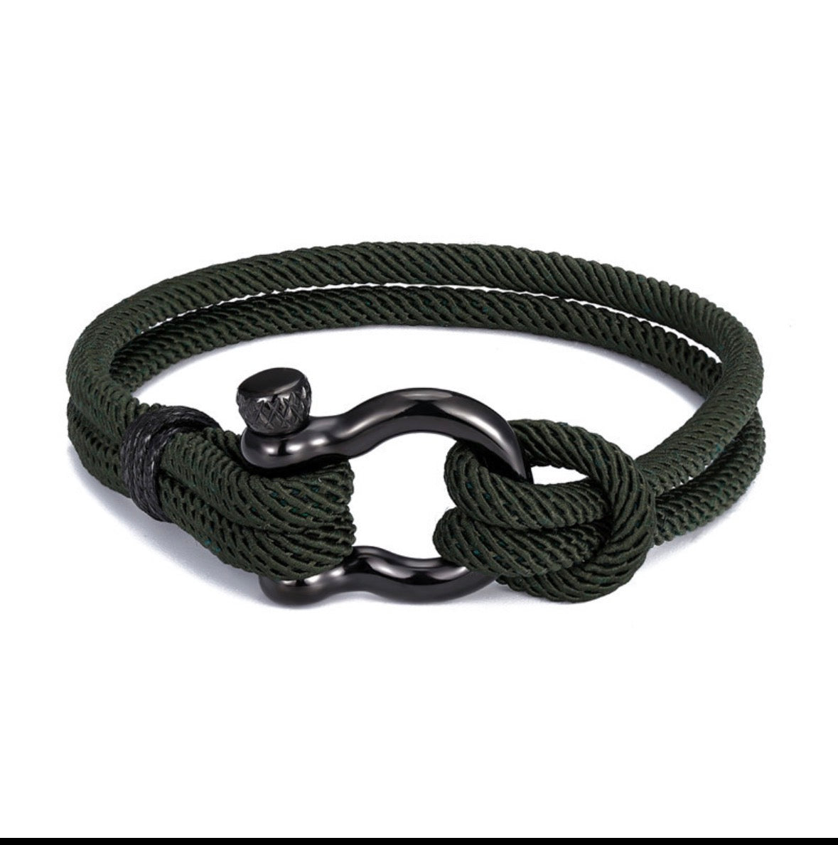 B731 pulsera negra soga acero inoxidable