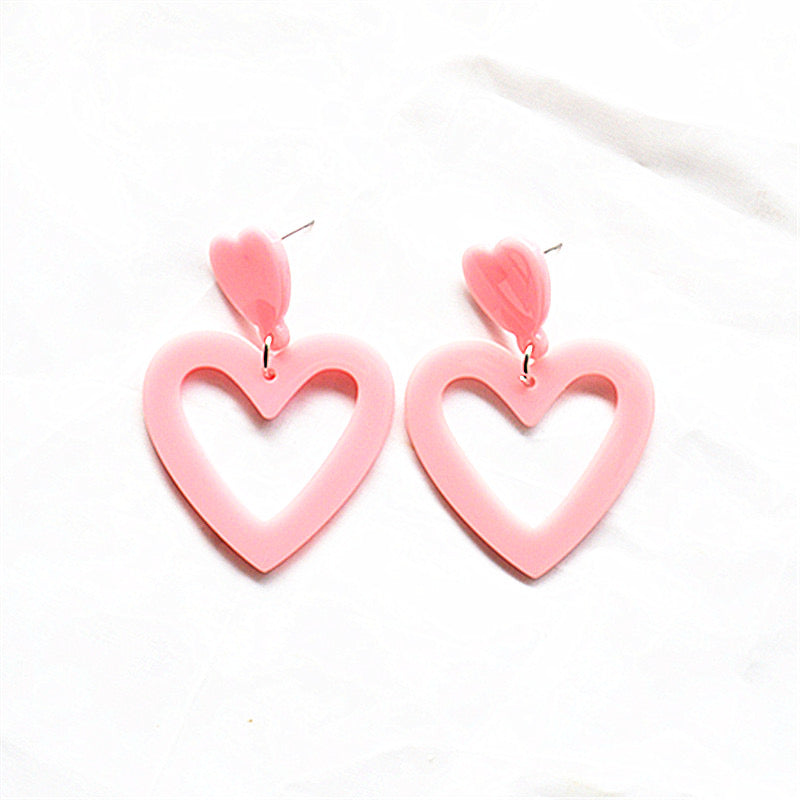 E2573R Aretes corazon acrilico 4cm