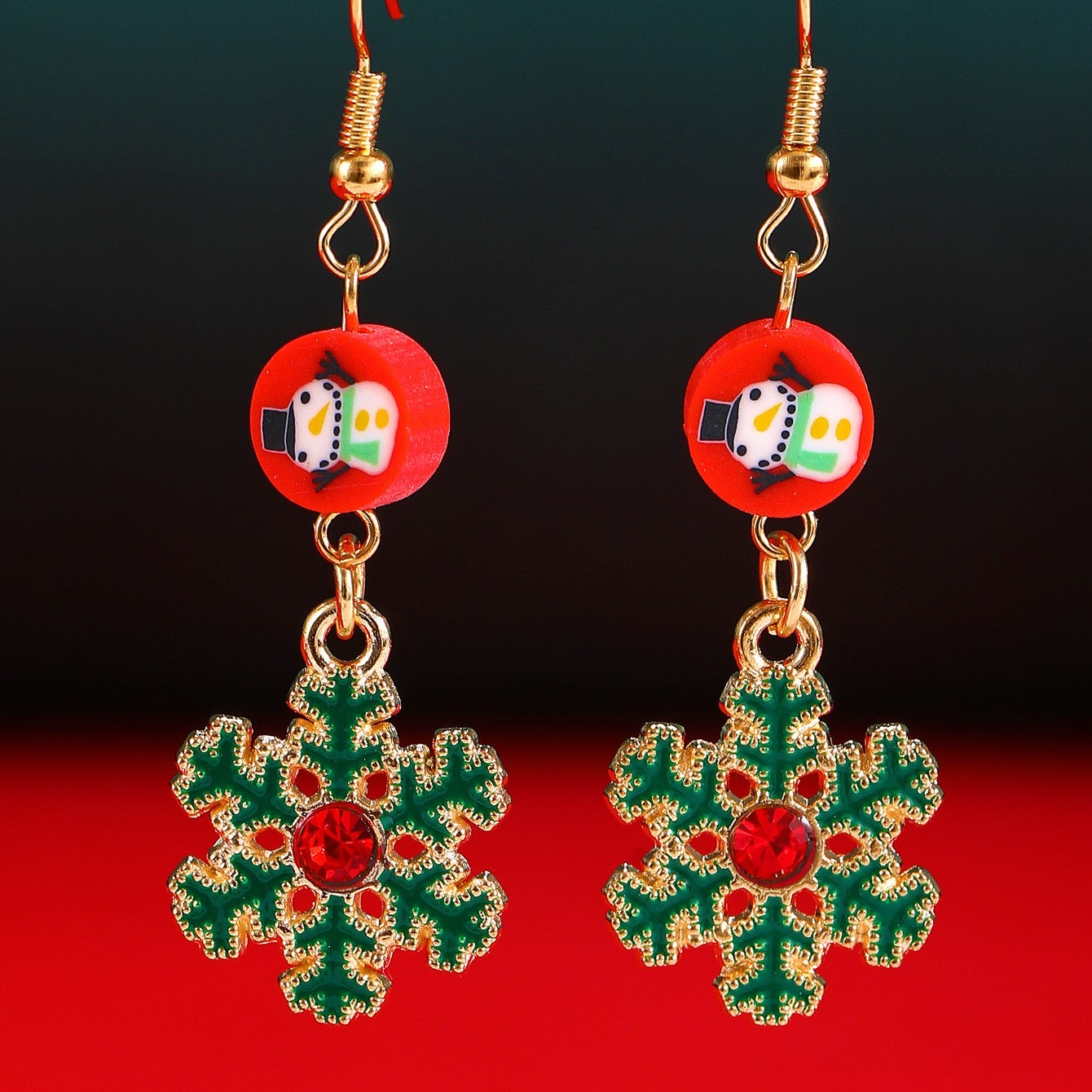 E4823 Aretes copo de nieve navideño aleacion 3cm