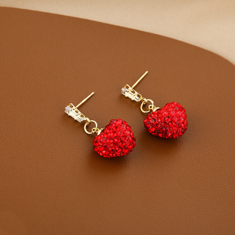 E3027 Aretes corazon brillante cristal 3cm