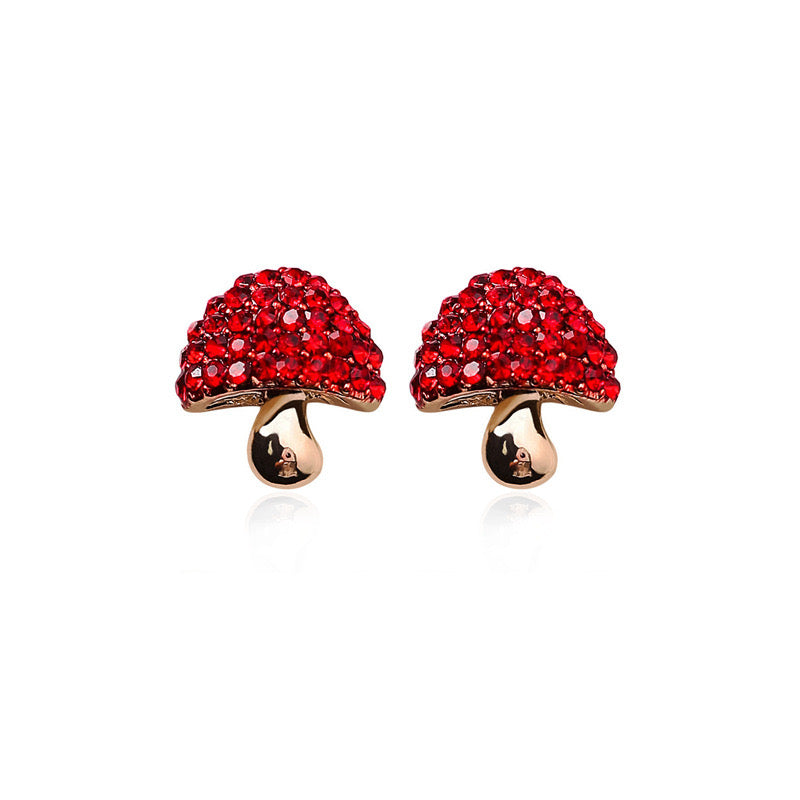 E3158 Aretes hongo rojo aleacion 1.3cm