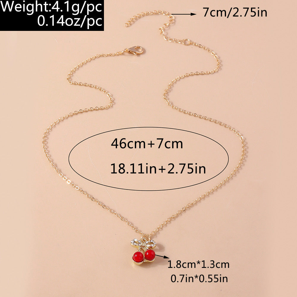 C256 Collar cereza aleacion de zinc largo 29cm dije 1.5cm