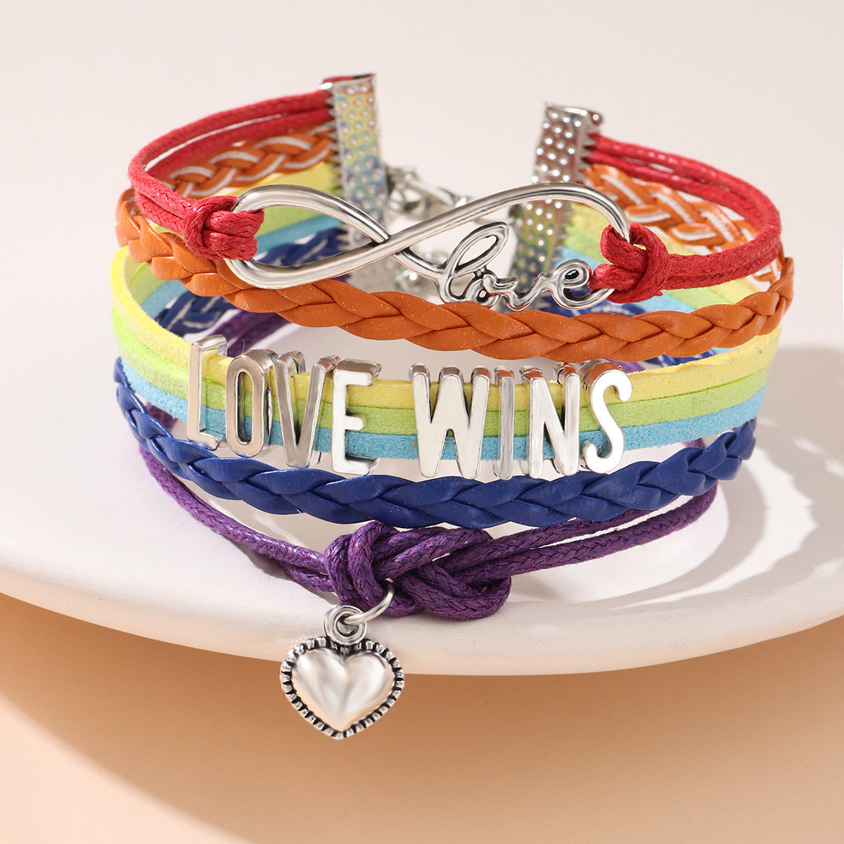 B236 Pulsera arcoiris cuero sintetico alescion