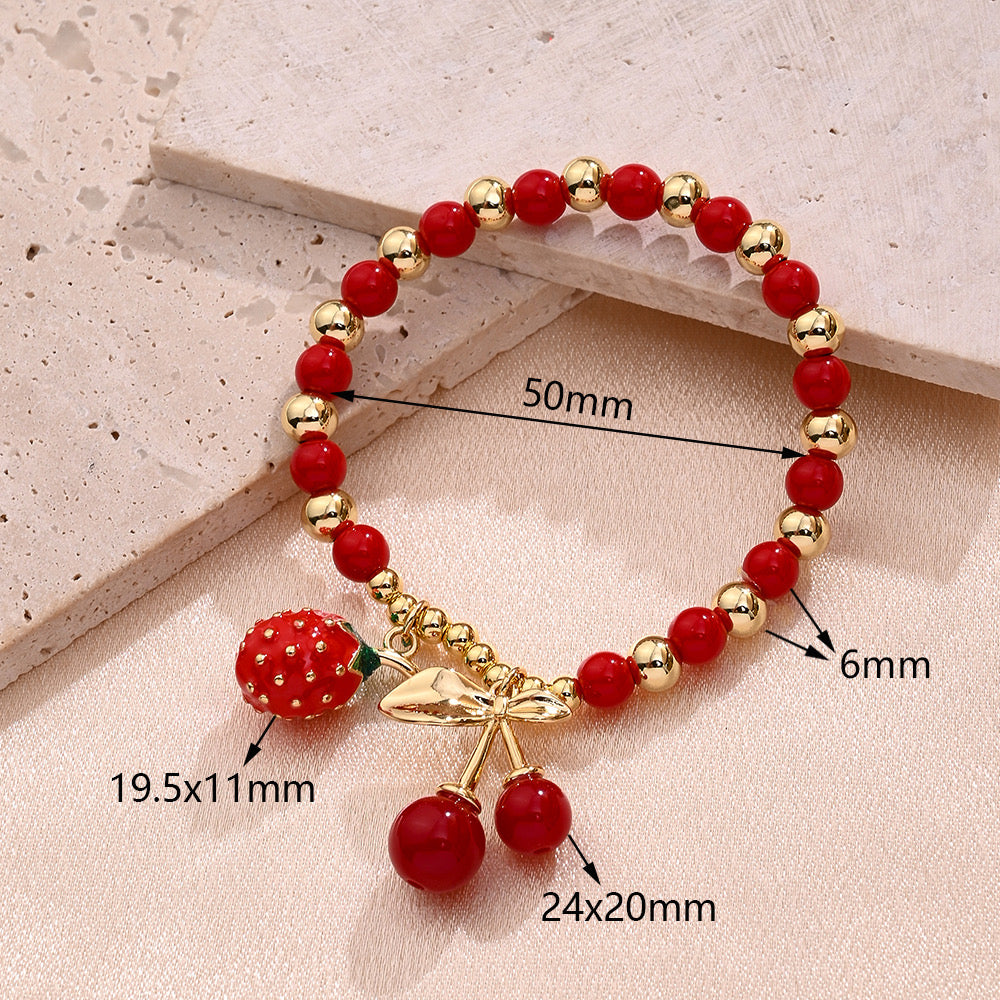 B362 Pulsera cuentas cerezas fresa acrilico elastica