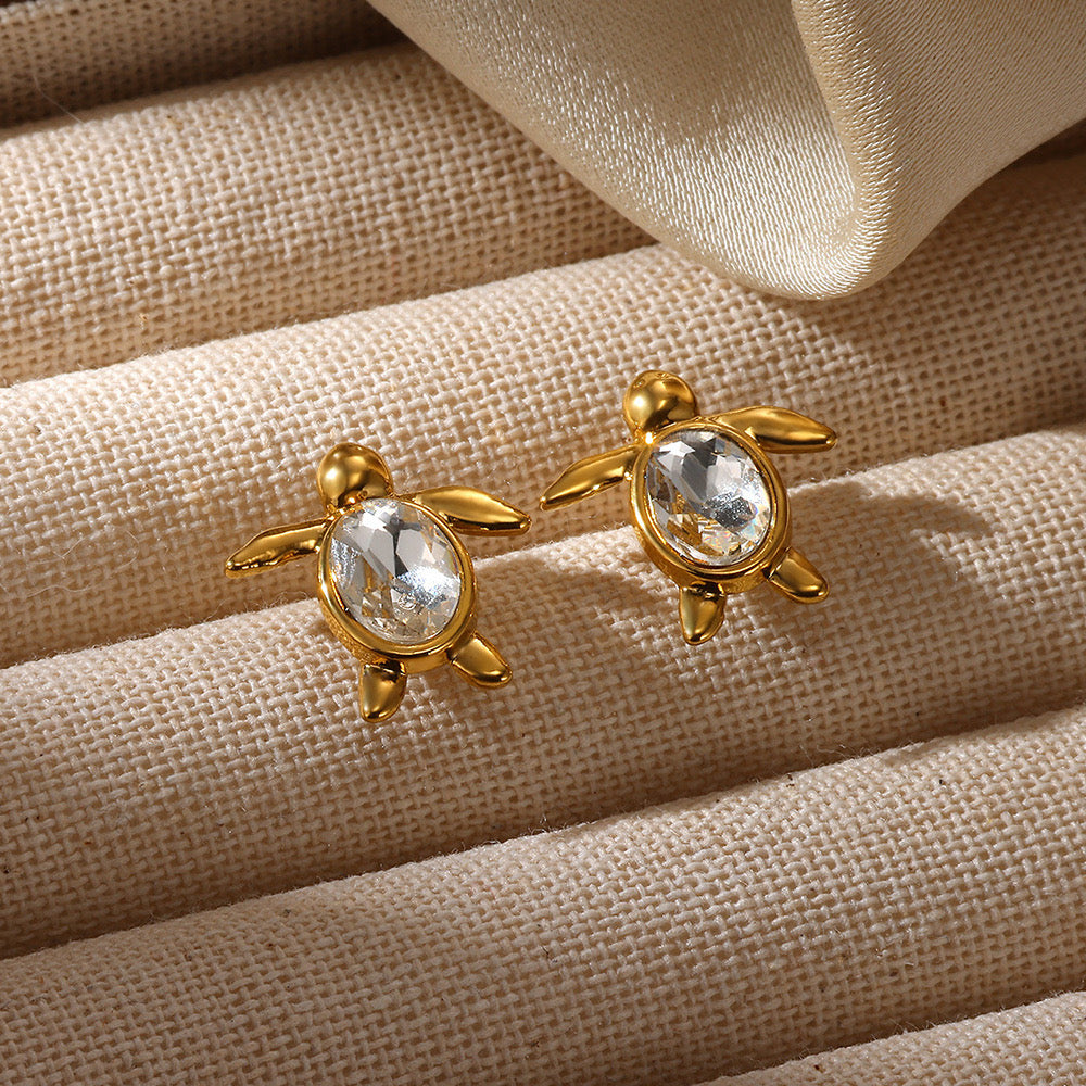 E2555 Aretes tortuga acero inoxidable 2cm