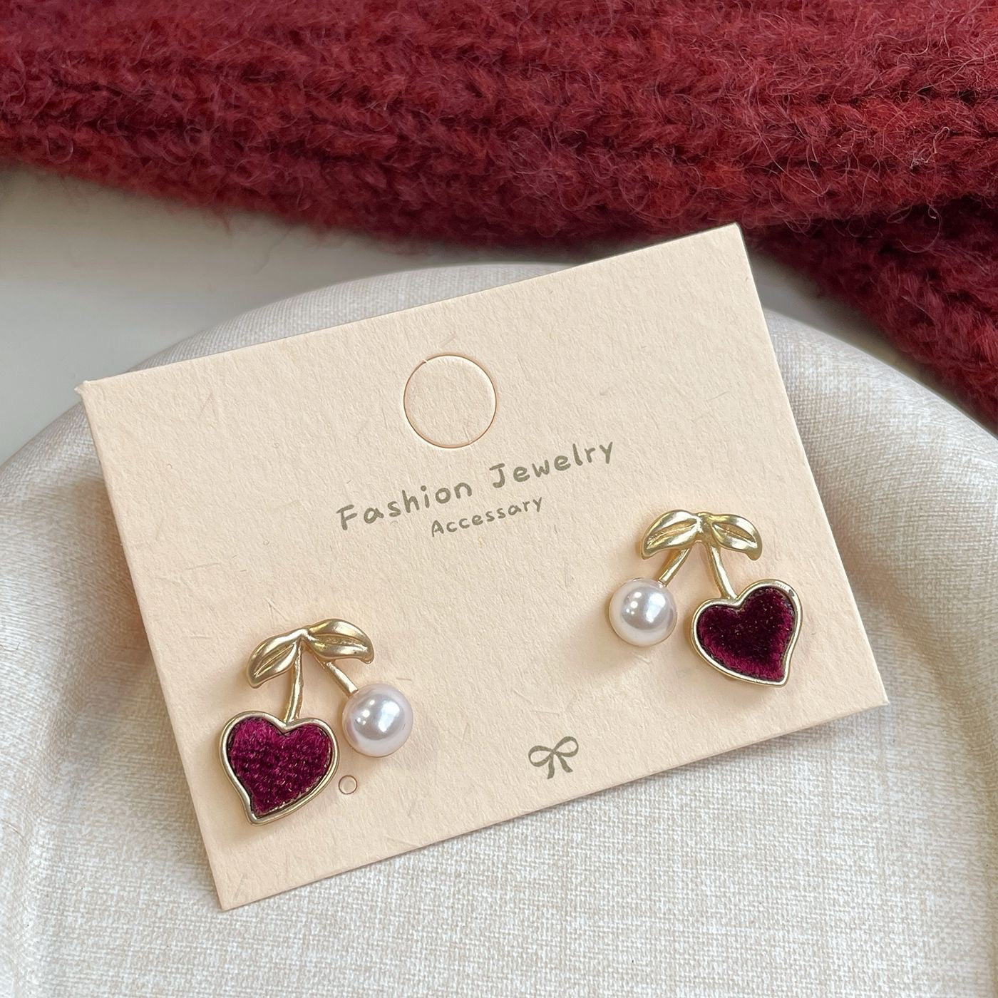 E2339 Aretes corazon perla 1.5cm