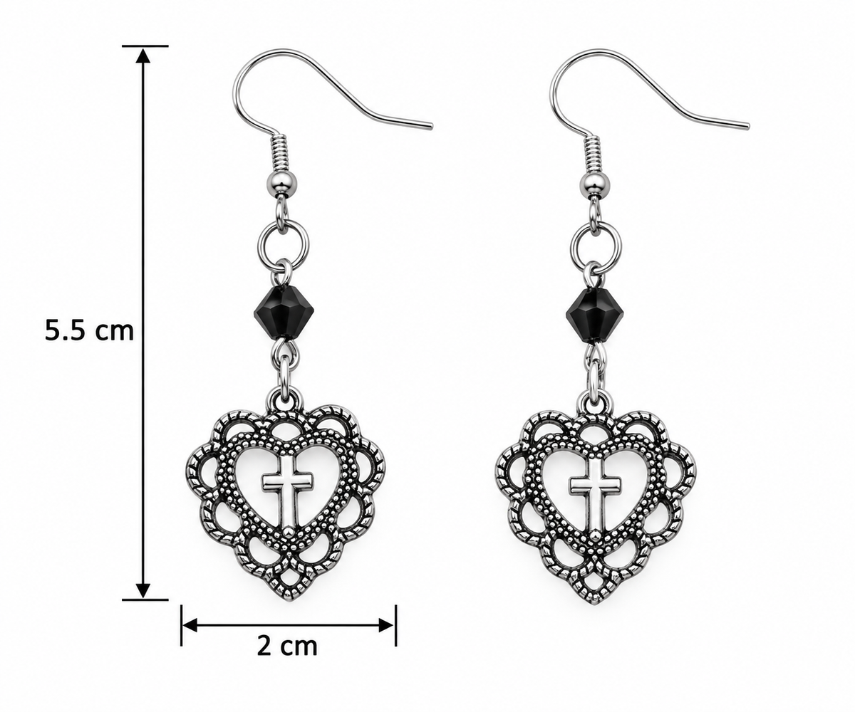 E7382 Aretes Corazon de Fe aleacion