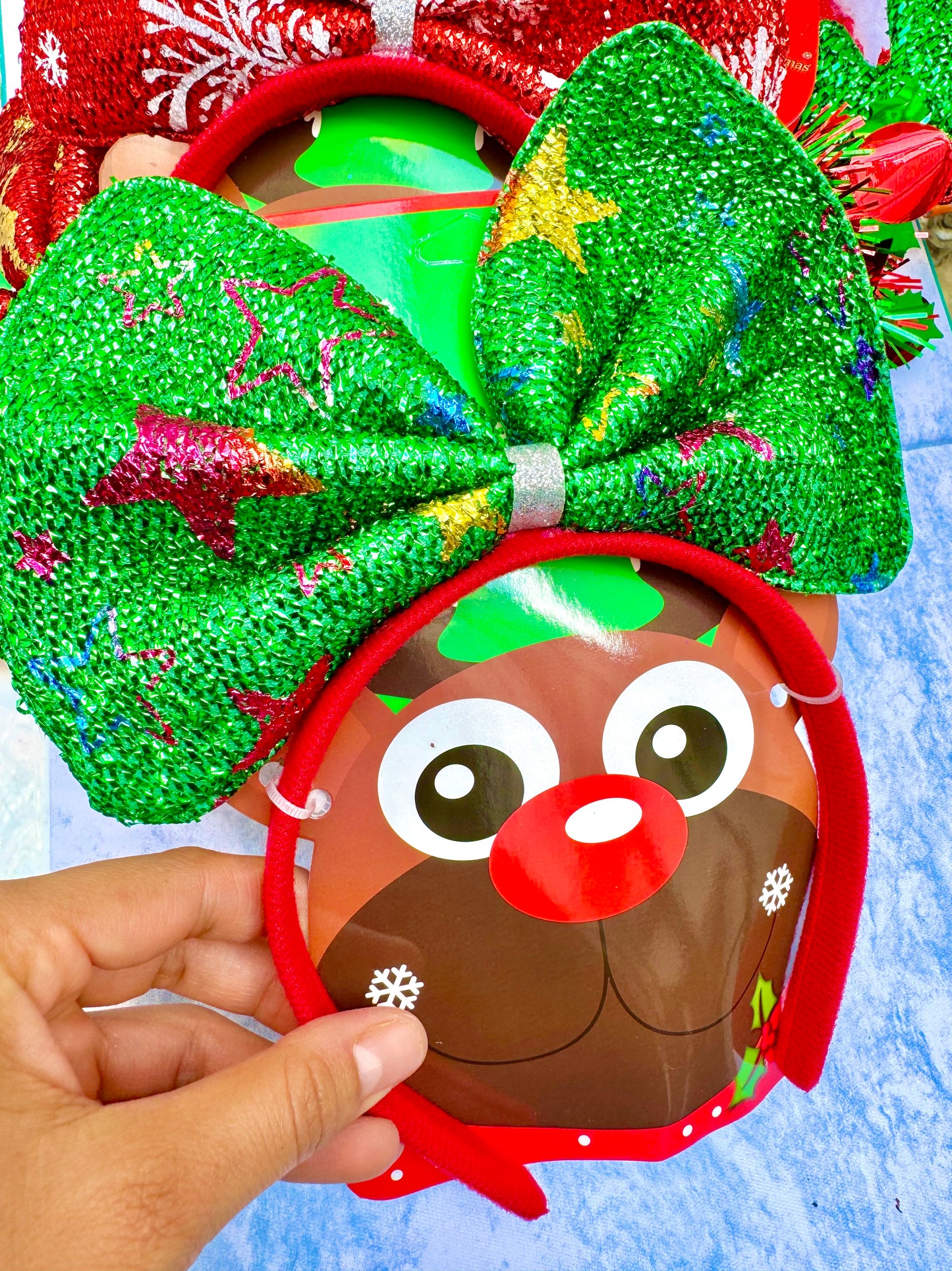 AC158V Diadema navideños moño verde niña/adulto unitalla