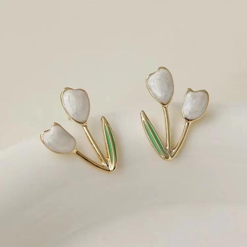 E2487 Aretes tulipan esmaltado 2cm