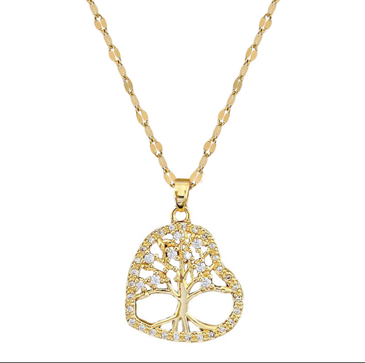 C1064 Collar corazon arbol de la vida circonia 21cm, 2cm dije