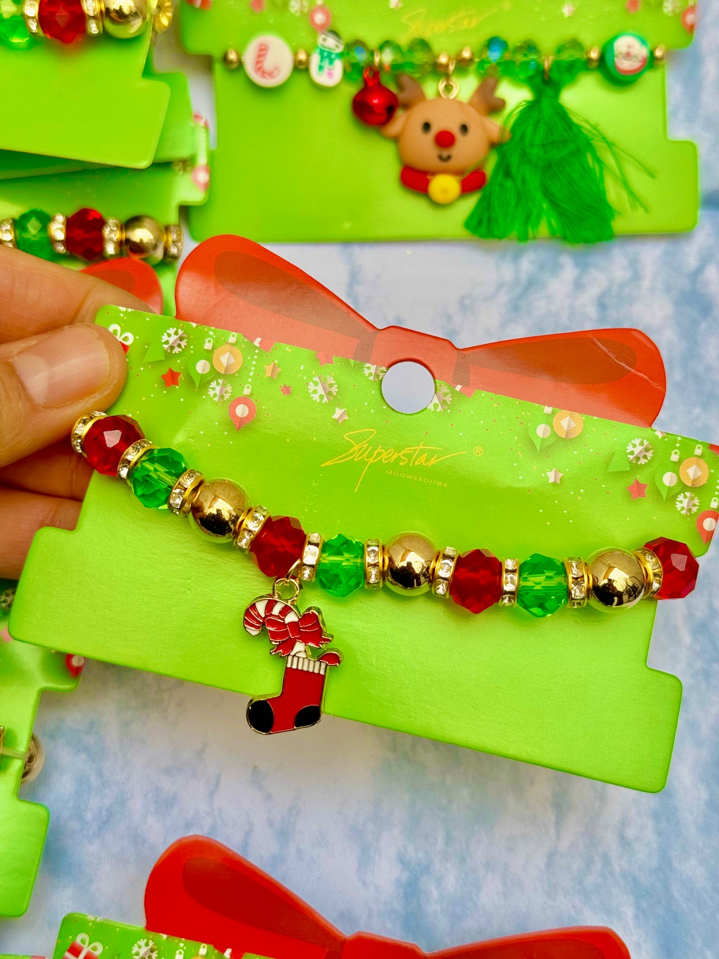 B136C Pulsera Navidad bota hermosa