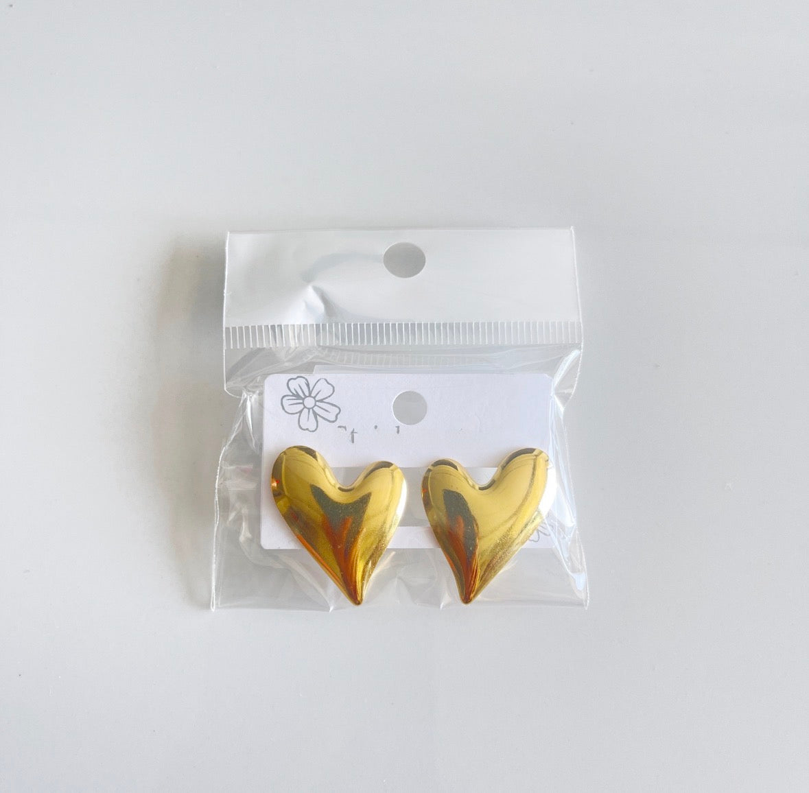 E5101 Aretes corazón dorado acero inoxidable 3cm
