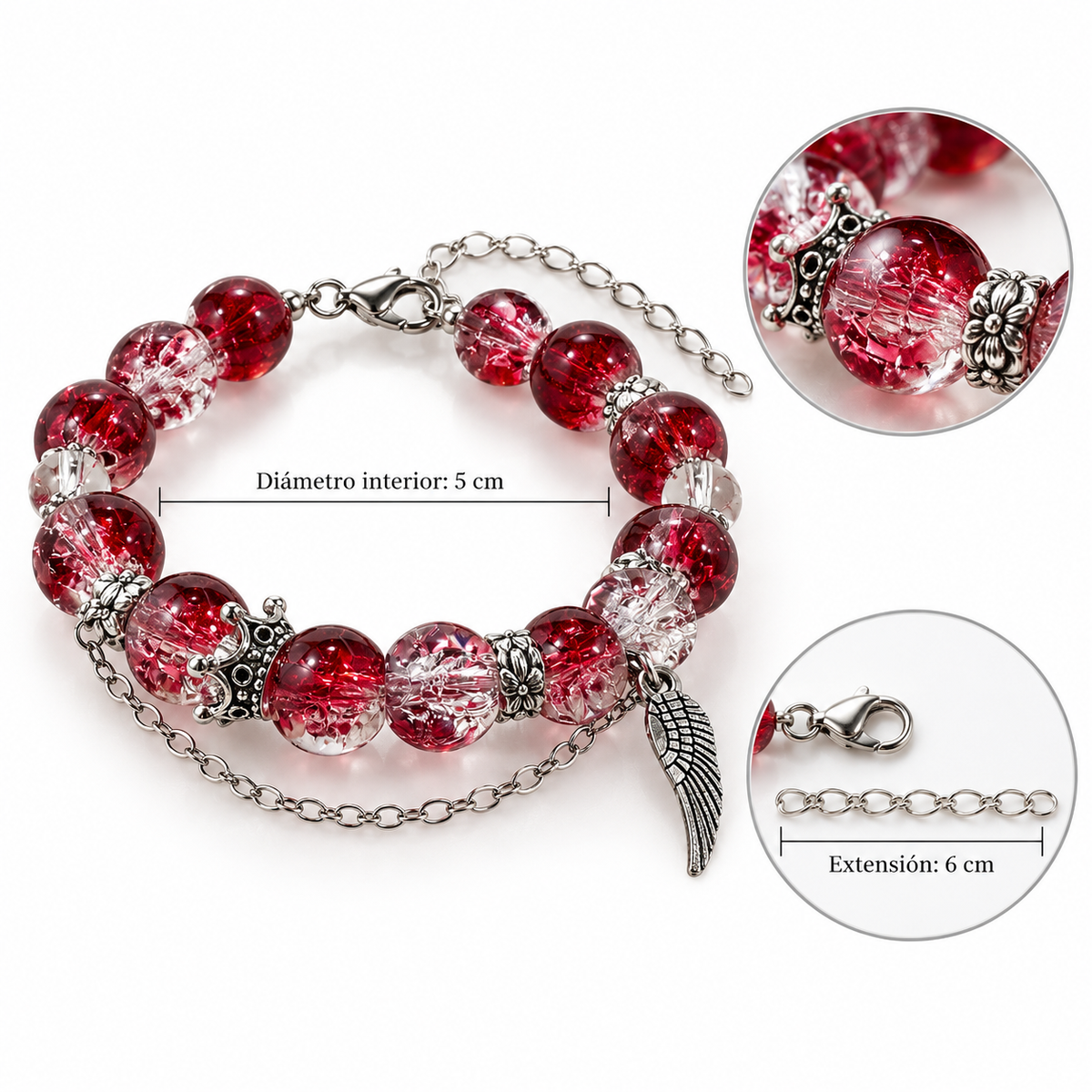 B764 Pulsera cuencas de acrílico aleacion