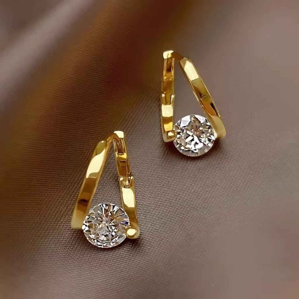 E4317 Aretes dorado diamante aleacion 1cm