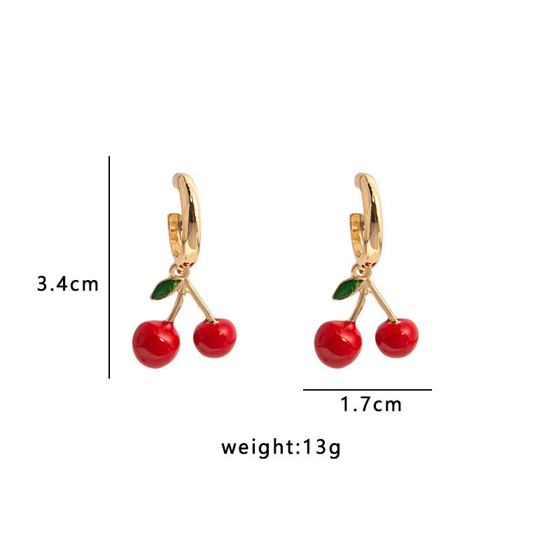 E2214 Aretes cereza poste de plata 3cm argolla