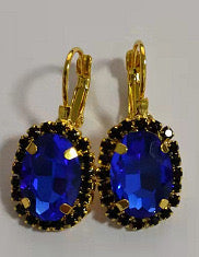 E4518 Aretes ovalo cristal azul aleacion 3cm