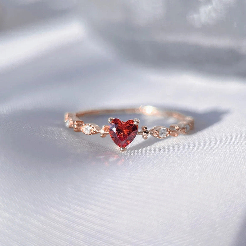A87 No.11 Anillo corazon oro rosa zircon aleacion