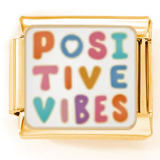 B420 Dije pulsera italiana positiva vibes acero inoxidable 1cm