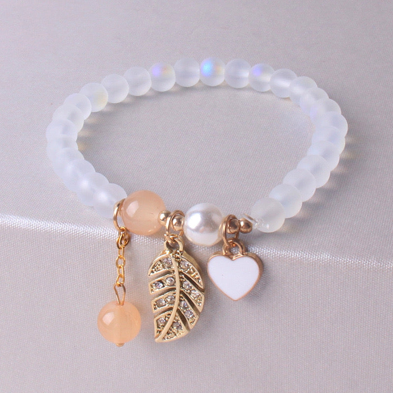 B245 Pulseras hoja corazon morada