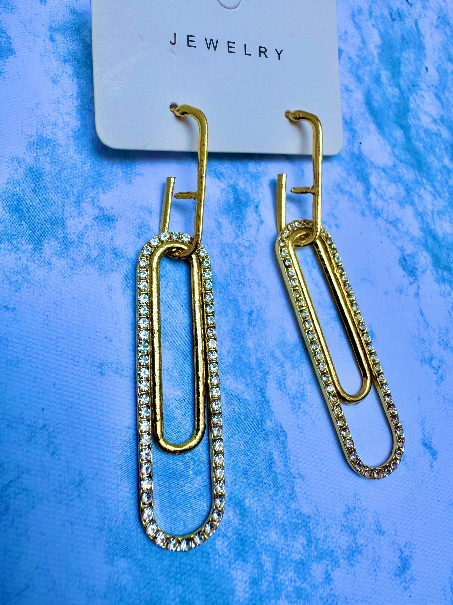 E835 Aretes clip incrustacion zirconia brillante 7.5cm