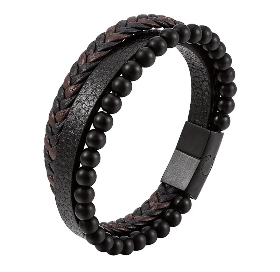 B341 Pulsera caballero cuero sintetico diametro 7cm