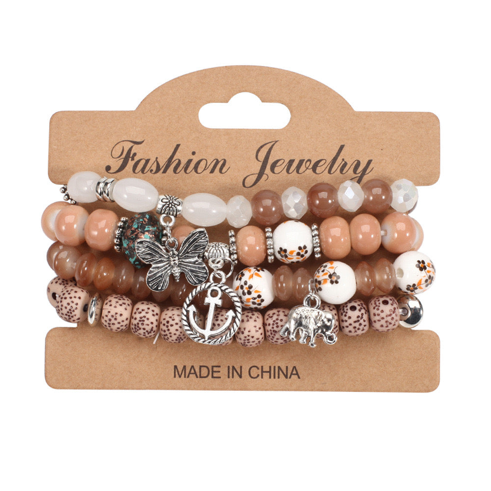 B157B Conjunto de pulseras piedra pesada 4 pulseras son un conjunto