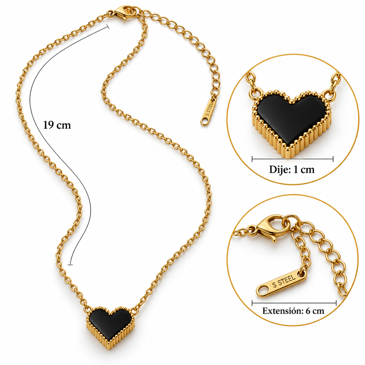 C062 Collar corazon acero inoxidable 304