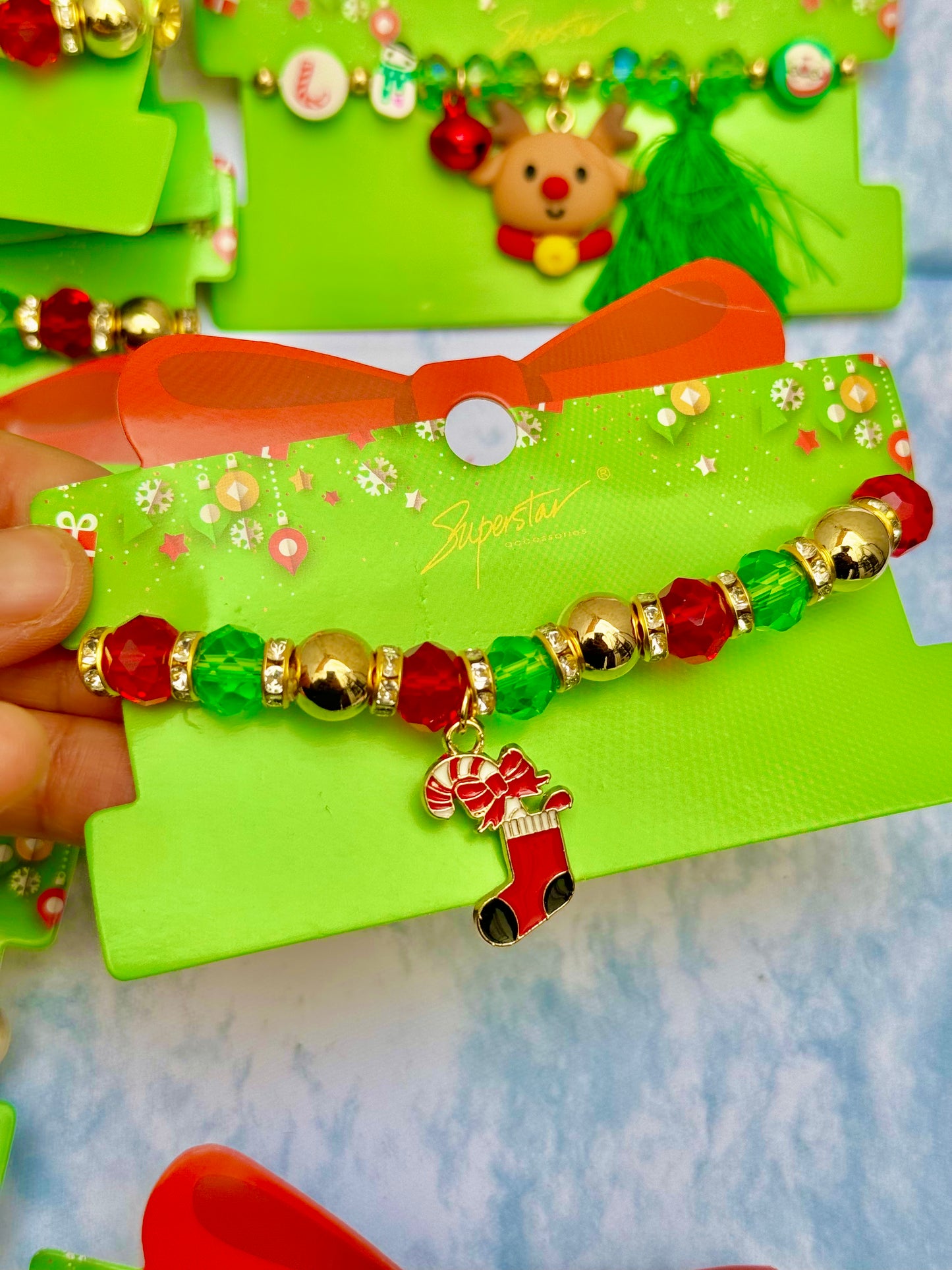B136C Pulsera Navidad bota hermosa