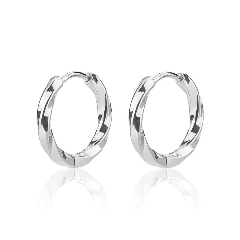 E2729P Aretes aros pequeños plateado acero inoxidable chapado en oro 18k 2.5cm