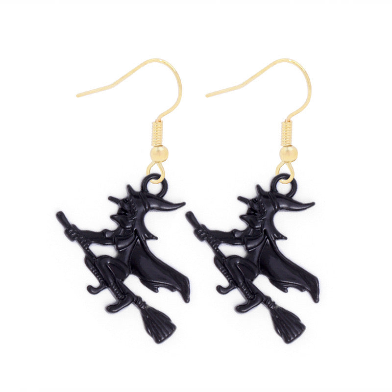 E4034 Aretes bruja negra colgante aleacion 4cm