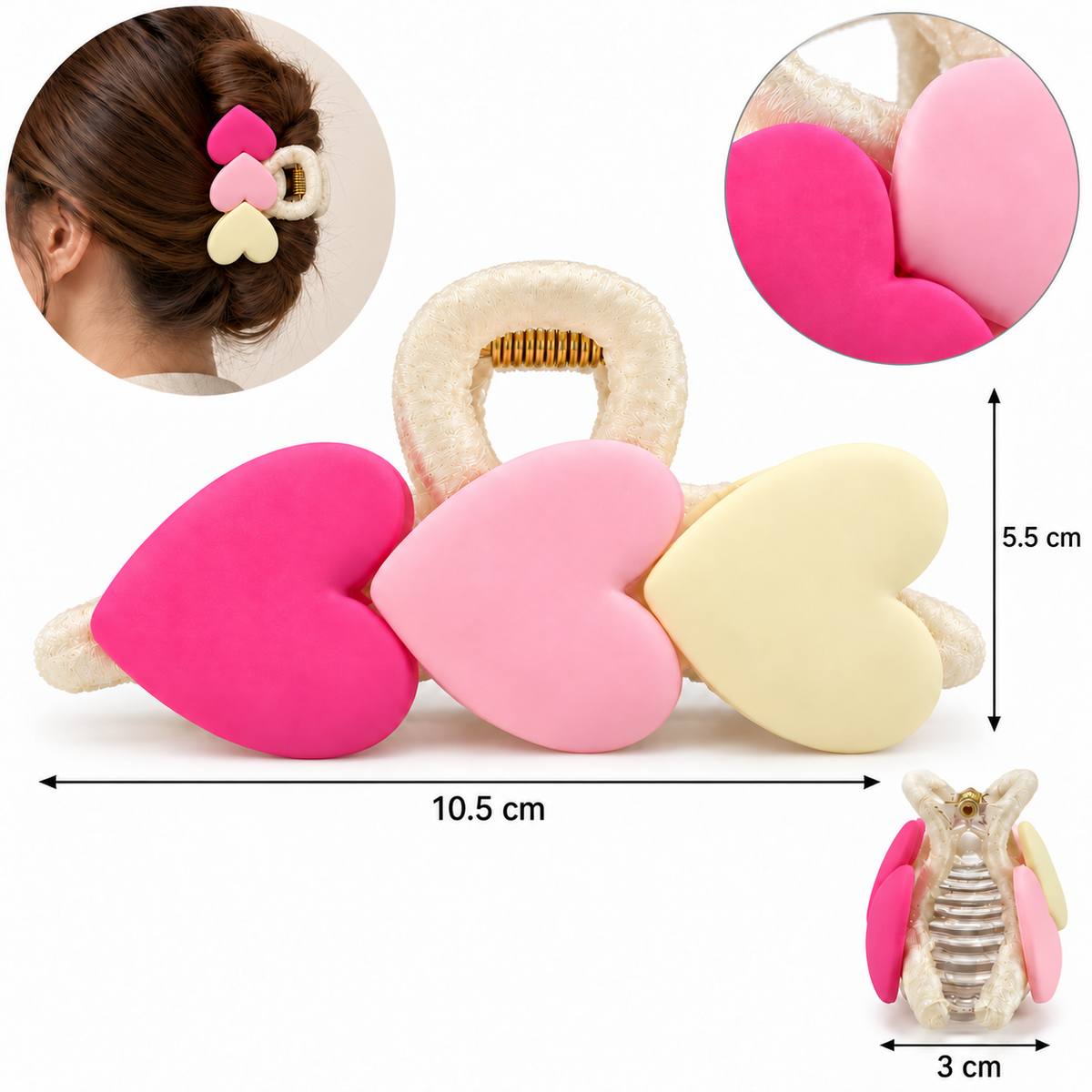 ACS2 Pinza para el cabello corazones