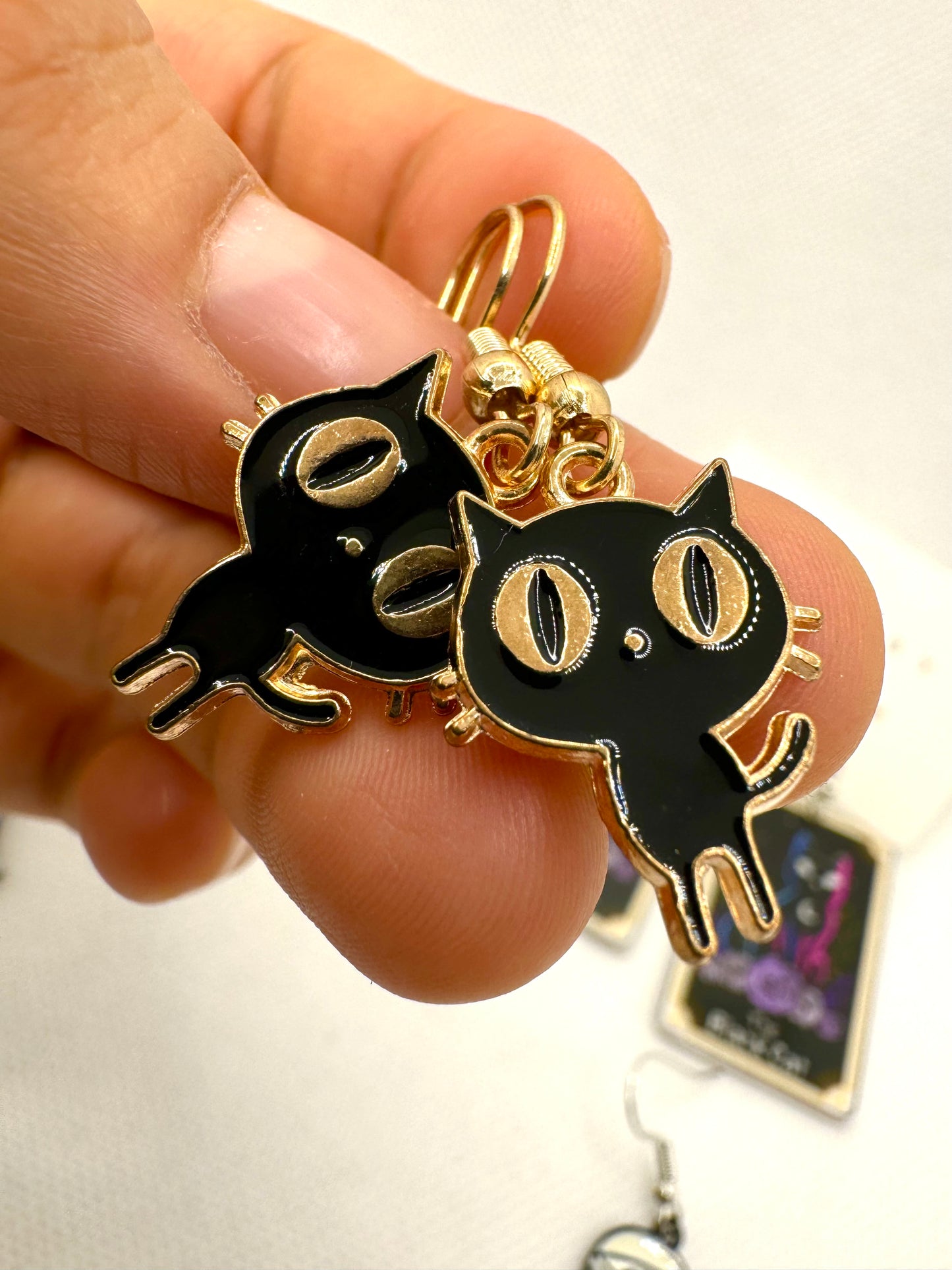 E530 Aretes Gato Negro Halloween