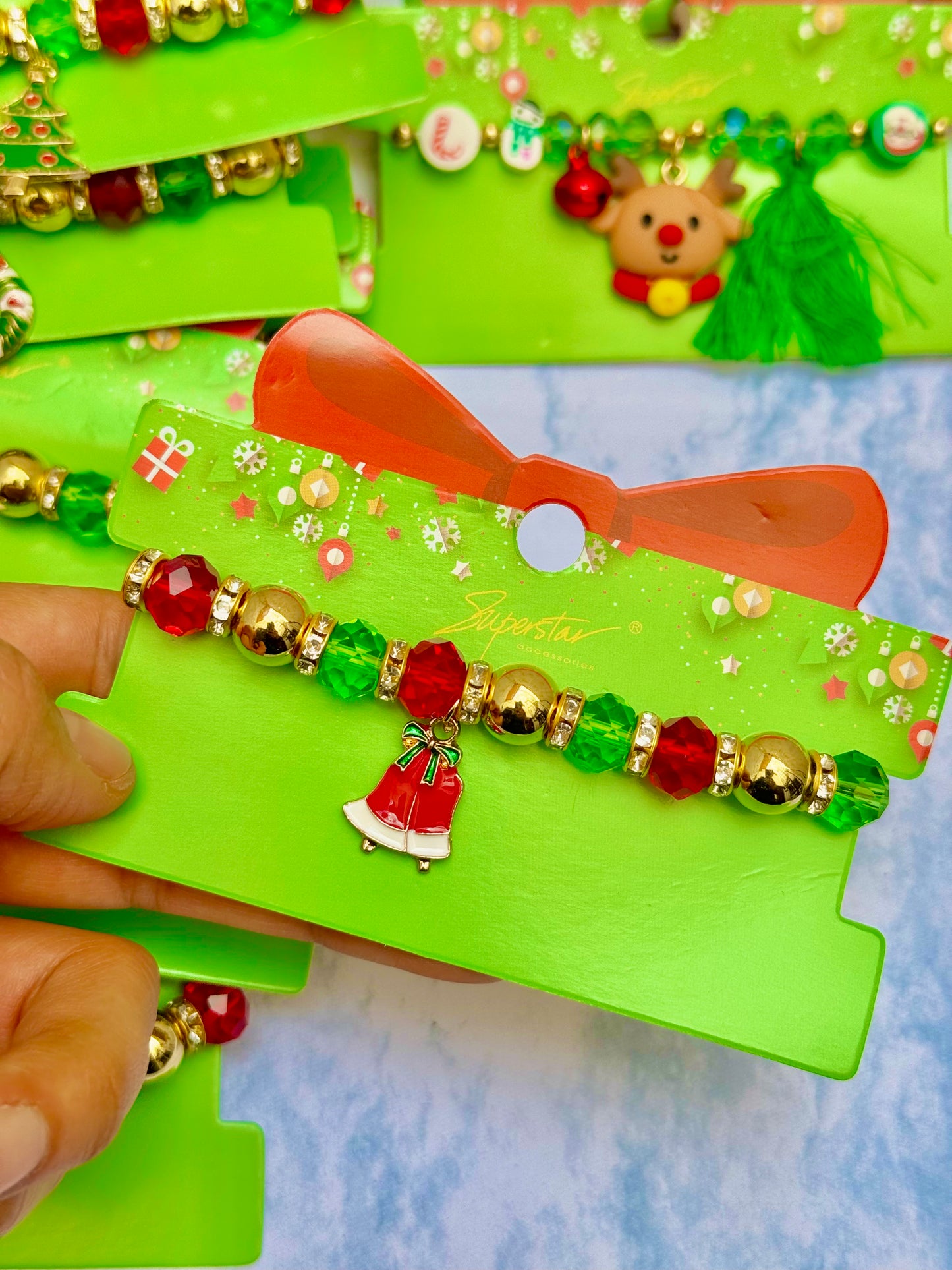 B136C Pulsera Navidad campanas hermosa