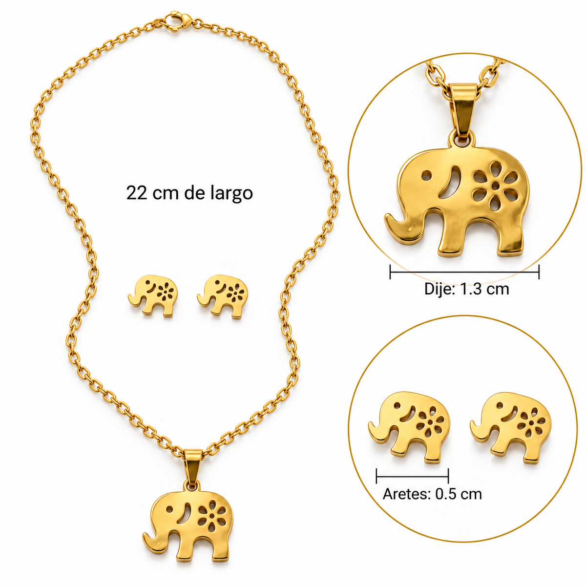 C048 Conjunto collar y aretes elegante de acero inoxidable