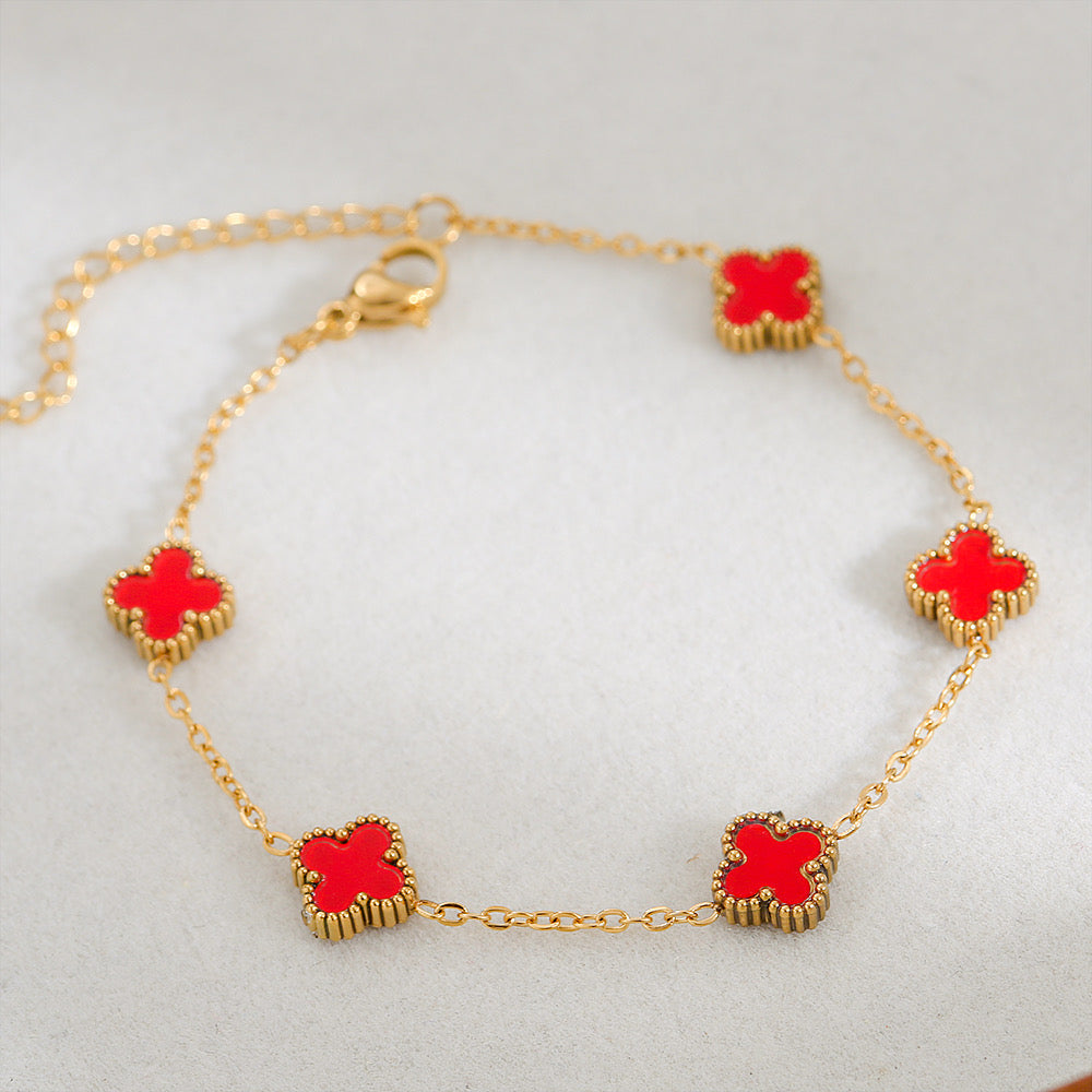 B275R Pulsera trebol acero inoxidable 22cm