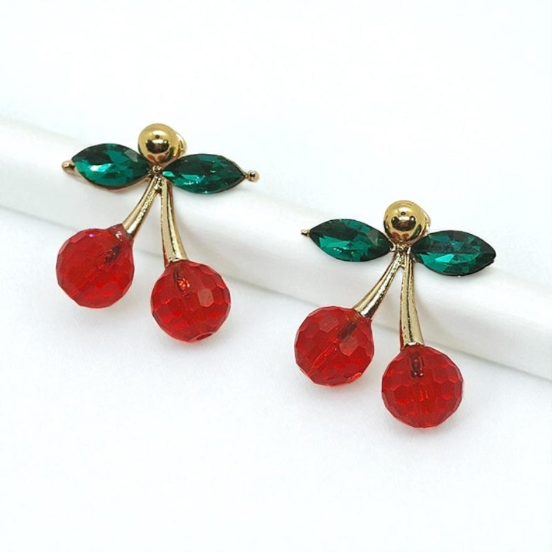 E3537 Aretes cereza roja aleacion 2.5cm