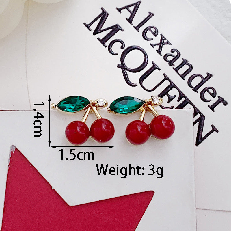 J466 Aretes cereza aleacion 1.4cm