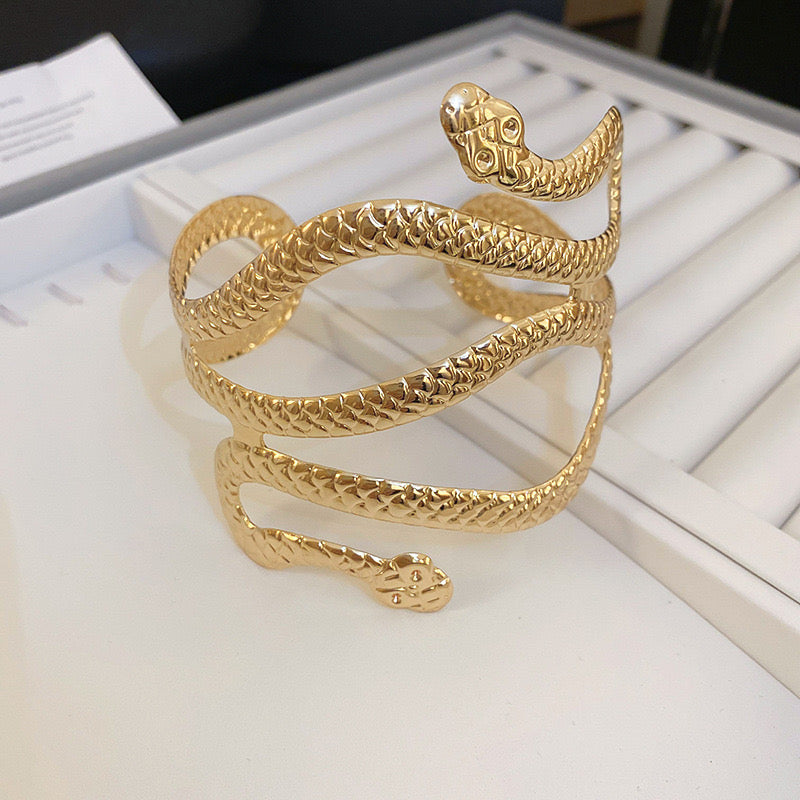 B968 Brazalete de serpiente ancho abierto aleacion