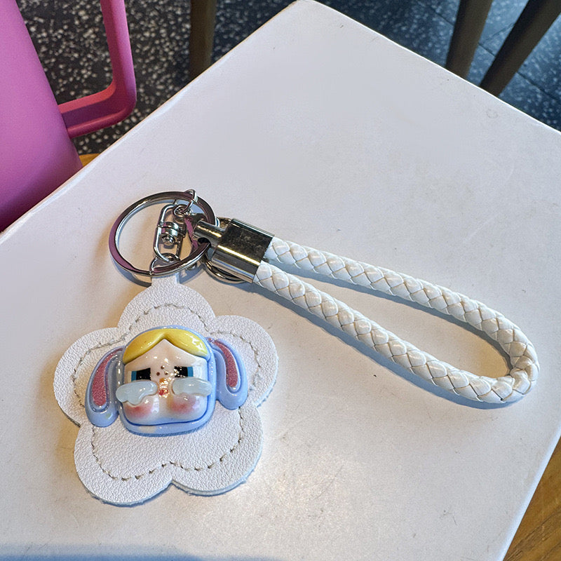 K153 Llavero animado en forma de flor cuero sintetico