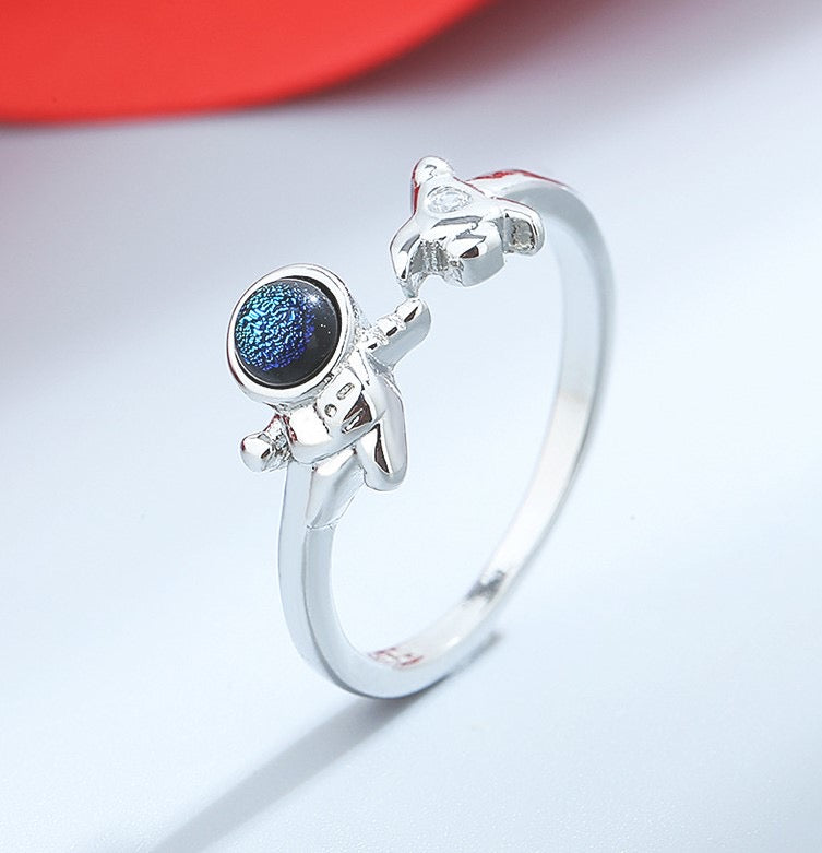 A160 Anillo astronauta para mujer ajustable cobre