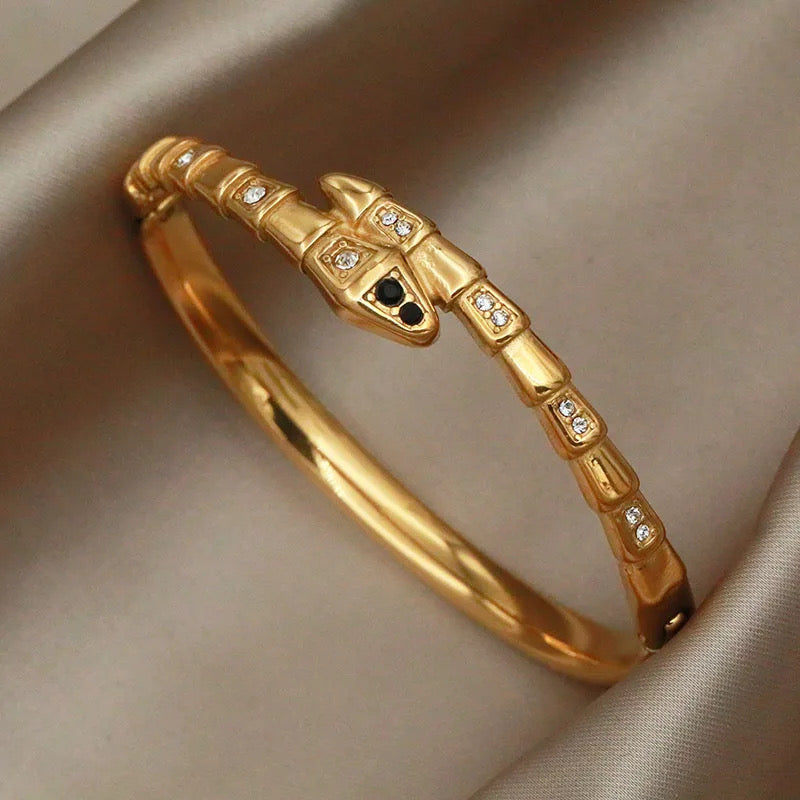 B548 brazalete serpiente acero inoxidable chapado en oro de 18k