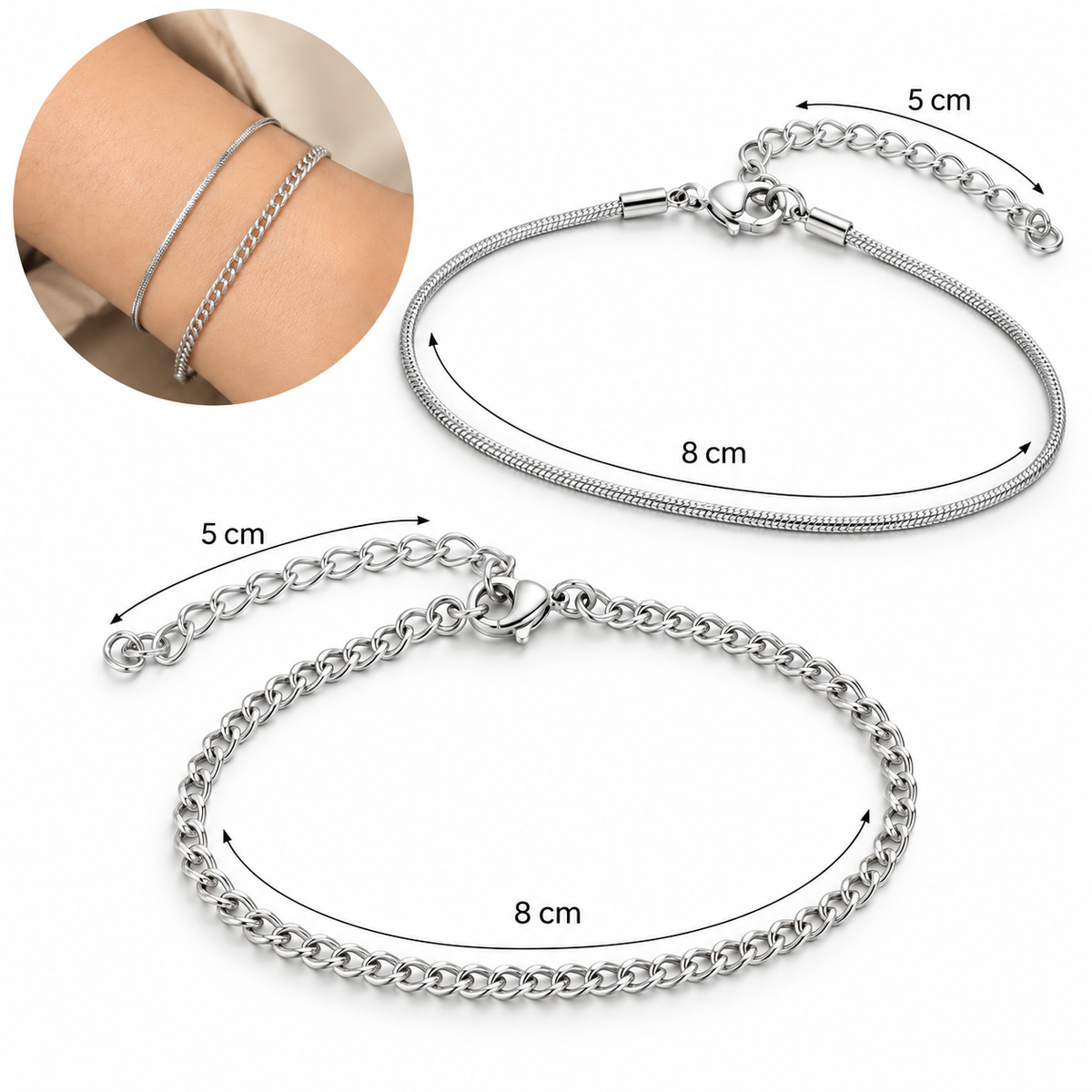 B602 Pulsera duo unisex acero inoxidable