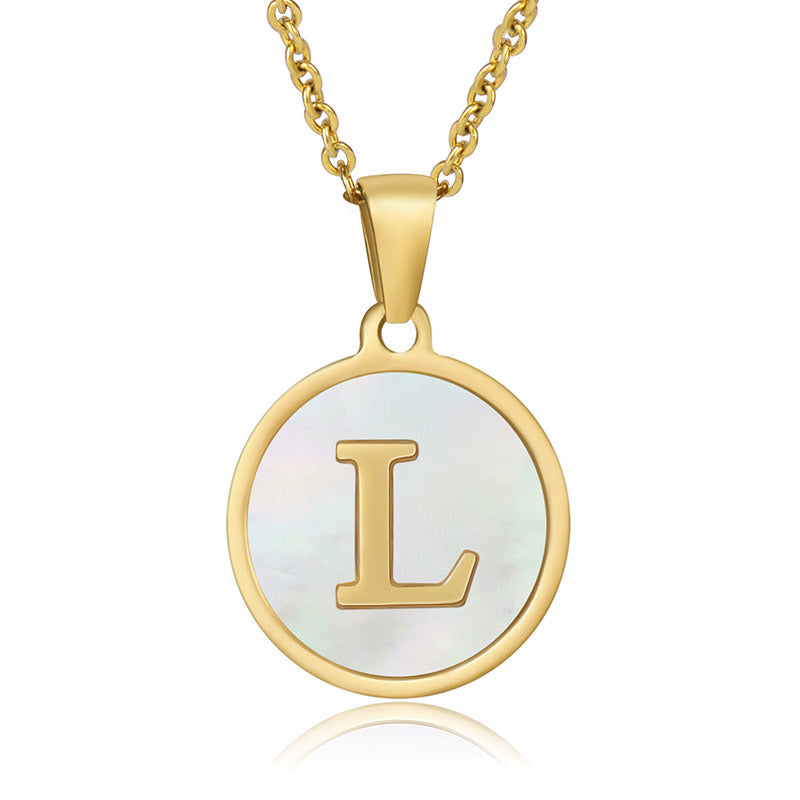 C432L Collar inicial letras acero inoxidable largo 23cm dije 2cm