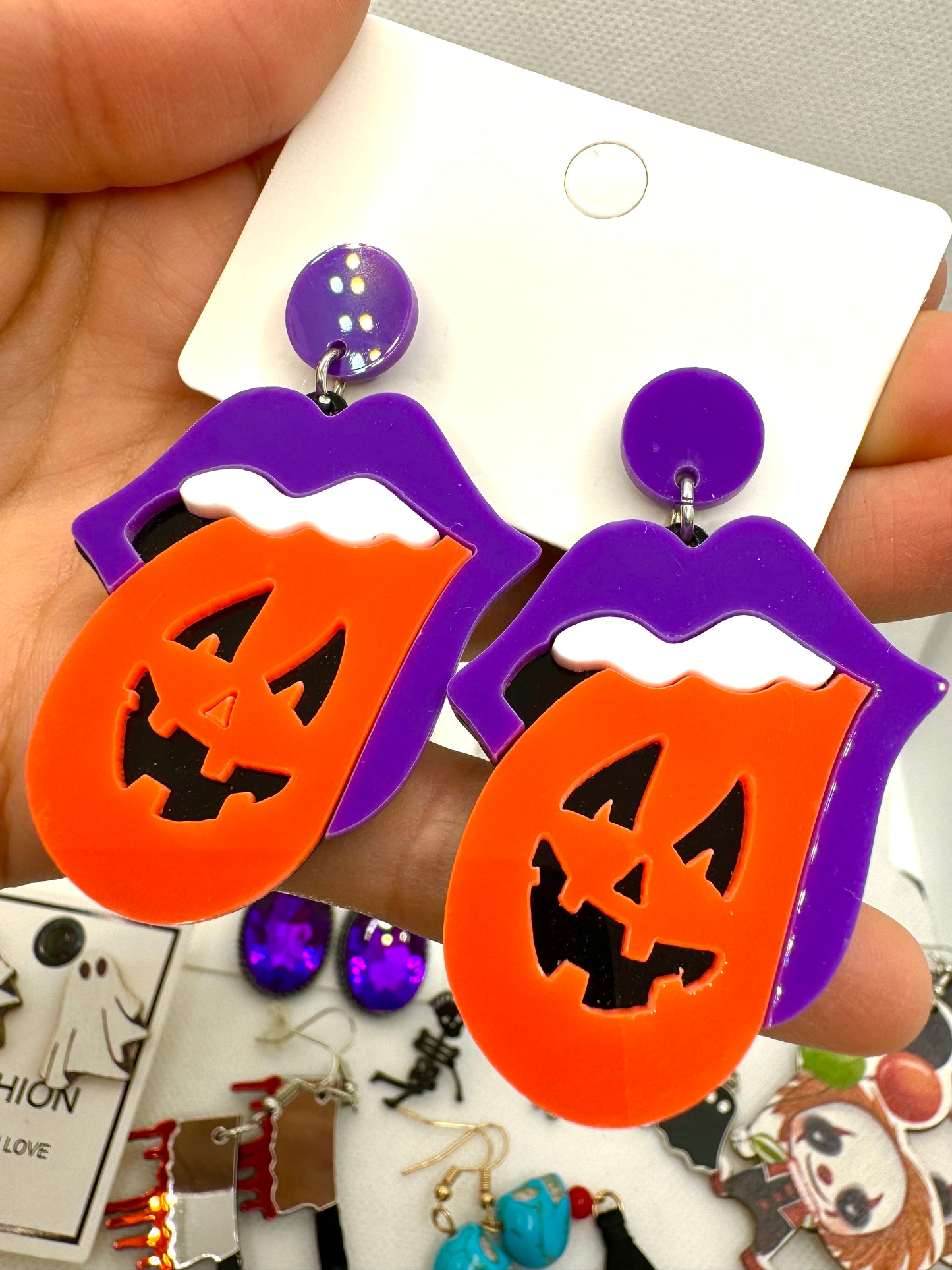 J75 Aretes calabaza acrílico 5.5cm