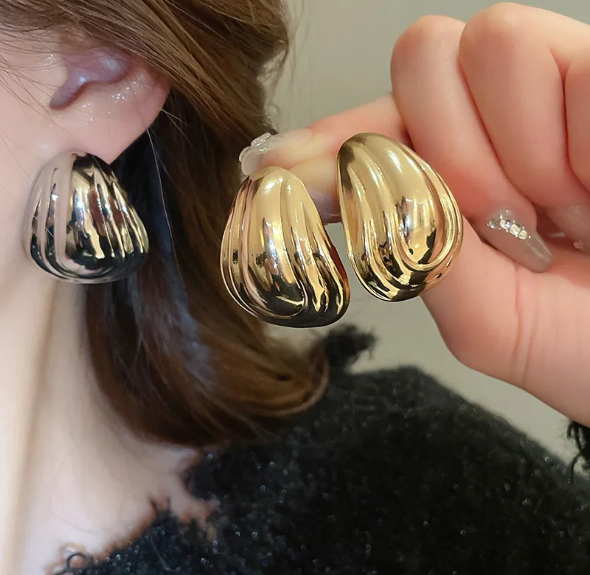 E4598 Aretes gota dorada aleacion 3.5cm