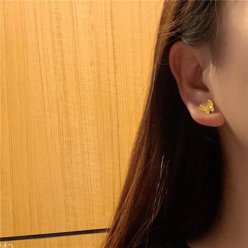 E2335 Aretes mariposa metal esmaltado 1cm