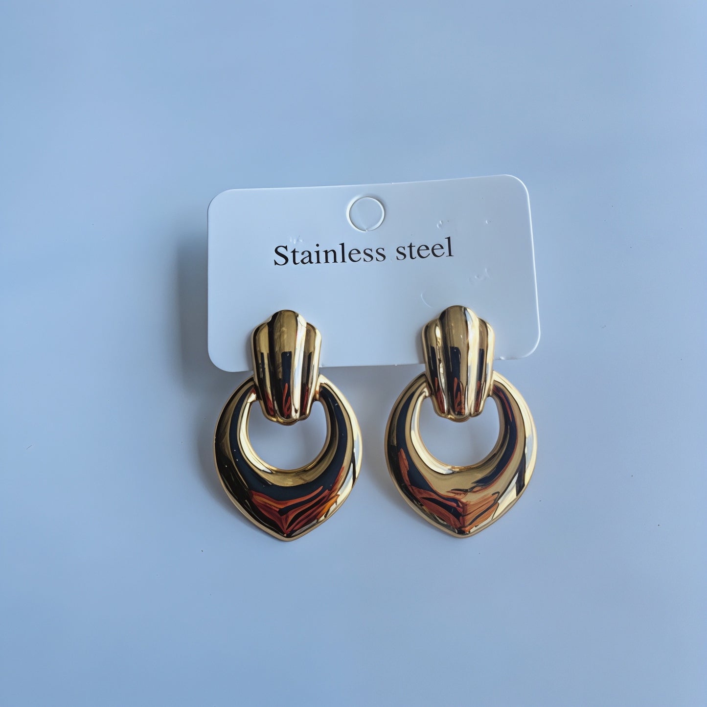 E6086 Aretes pico colgantes dorados acero inoxidable 3cm