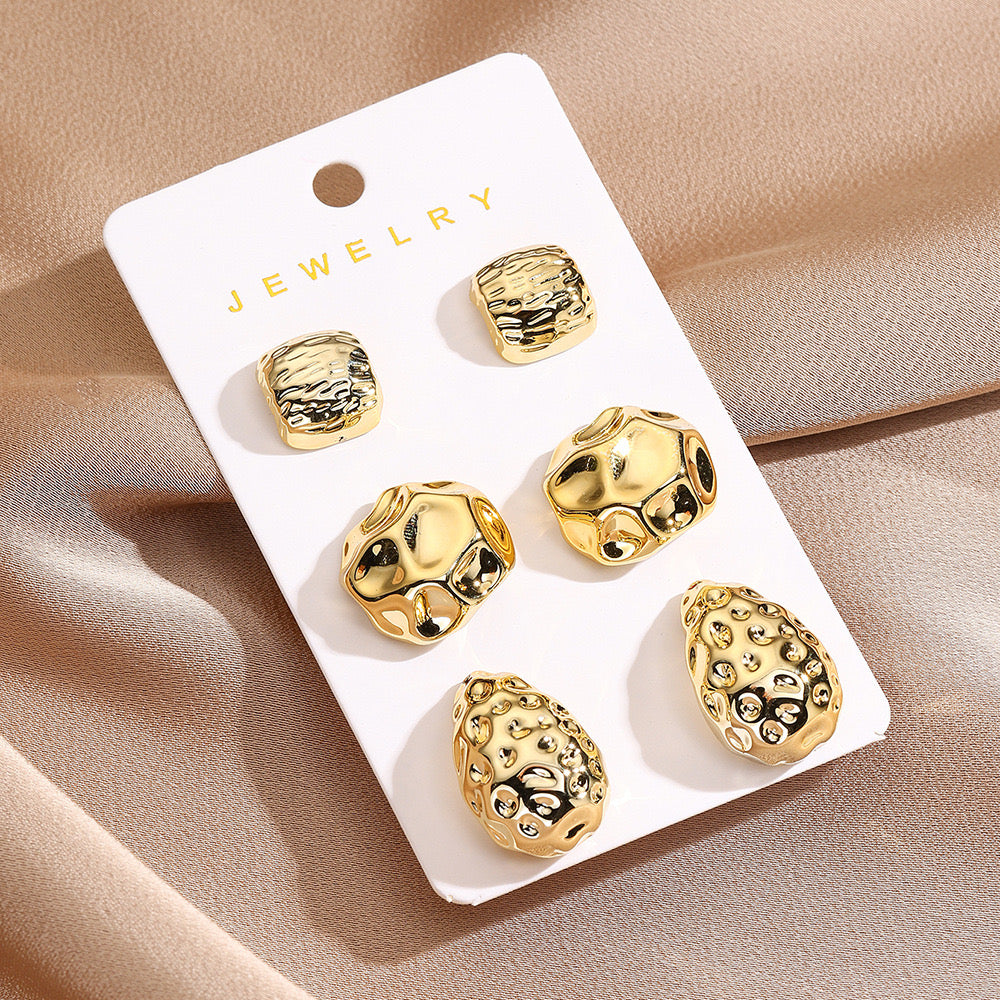 E4633 Conjunto de aretes dorados cobre 3.5cm