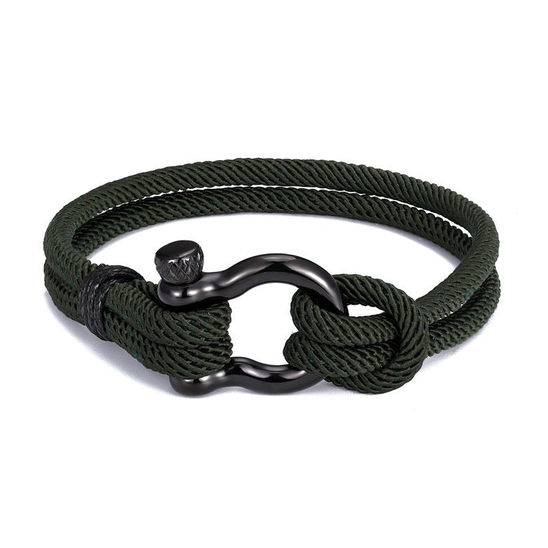 B375V Pulsera caballero cordon verde militar acero inoxidable 19cm