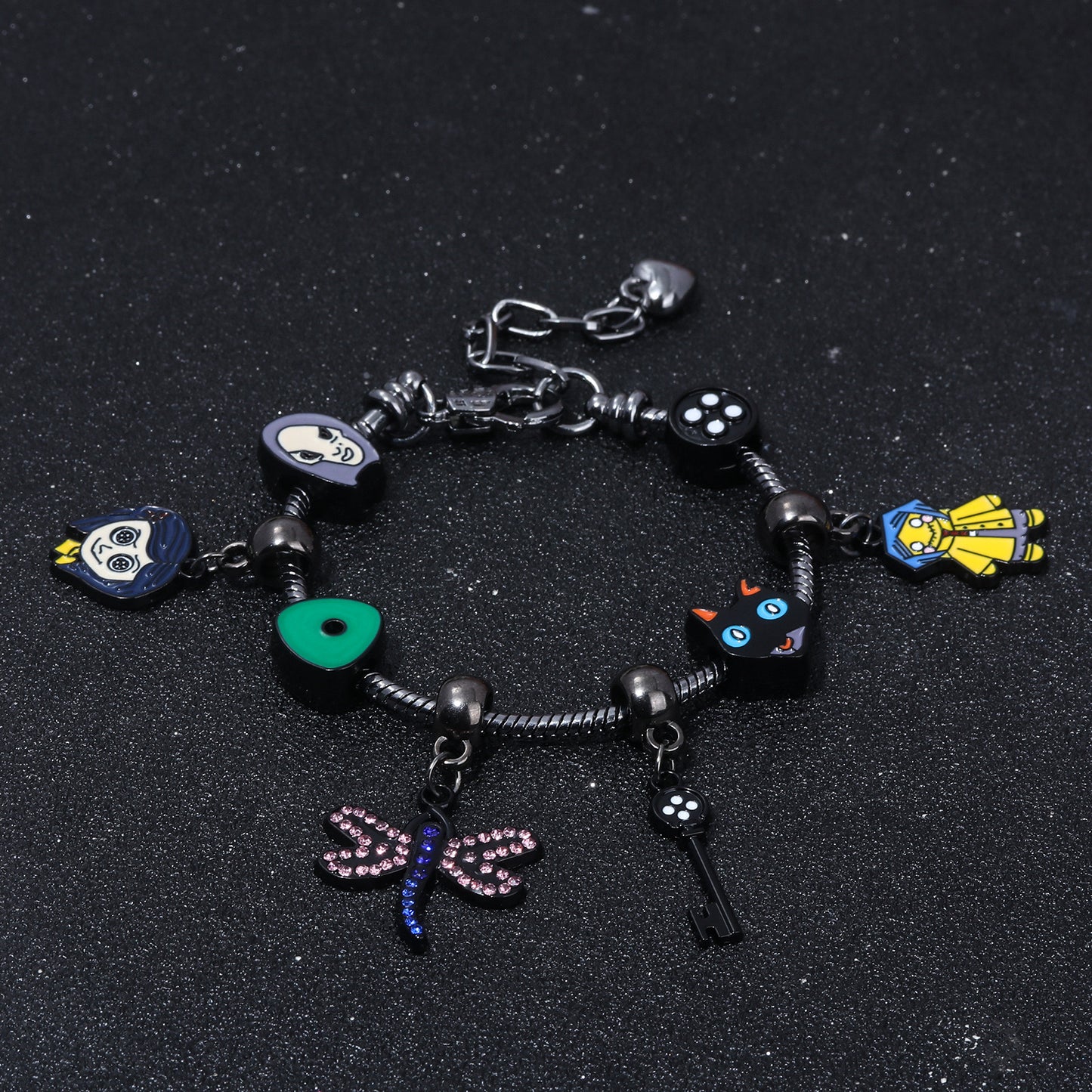 B323 Pulsera tipo Pandora coraline incluye dijes 23cm dijes 3cm aleacion